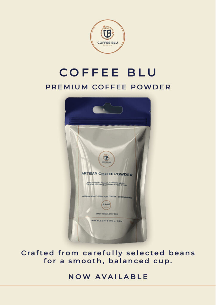 magazine ad of coffee blu coffee brand